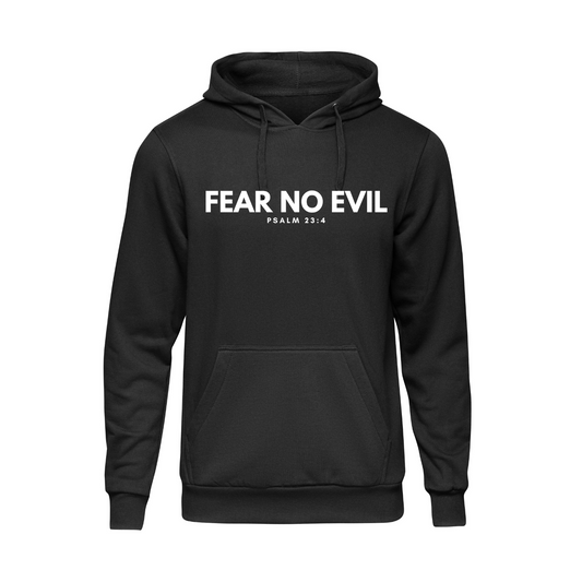 • Black Fear No Evil puff print hoodie, front view